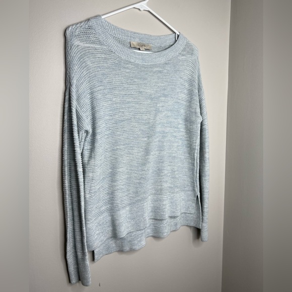 LOFT - ANN TAYLOR - high - low knit sweater. Light blue, size small. High - low. - Picture 3 of 5